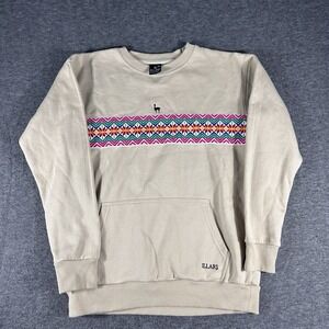Illari Crewneck Sweatshirt Tan Peruvian Embroidered 💯 Cotton Size M Art Design